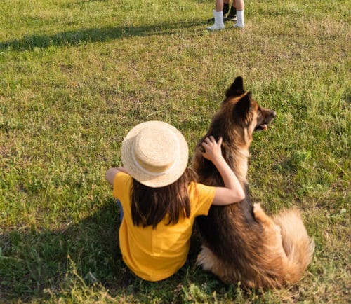 protection dog with a girl