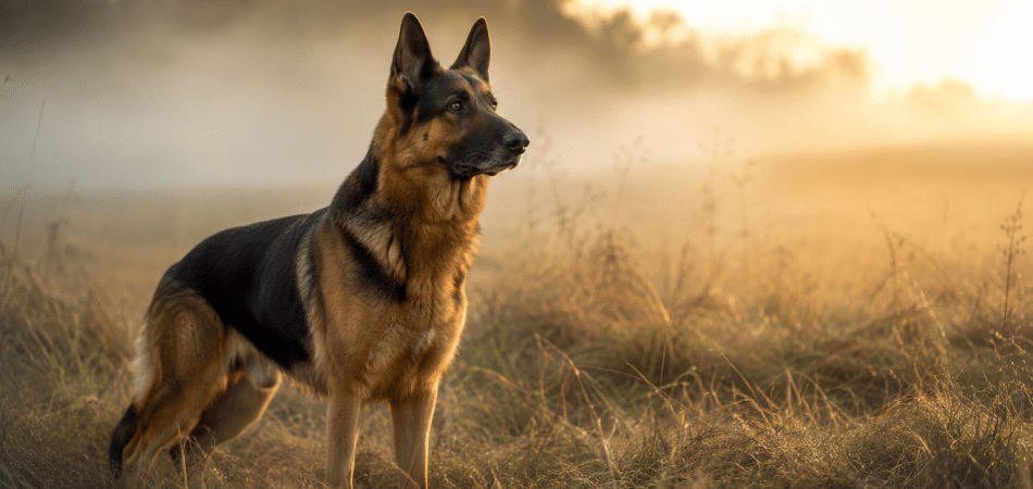 Misty morning with a watchful companion